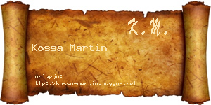 Kossa Martin névjegykártya